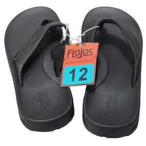 Flojos Mens Jorge 2.0 Flip Flops Sandals Thongs, Black Size 12 - NWT